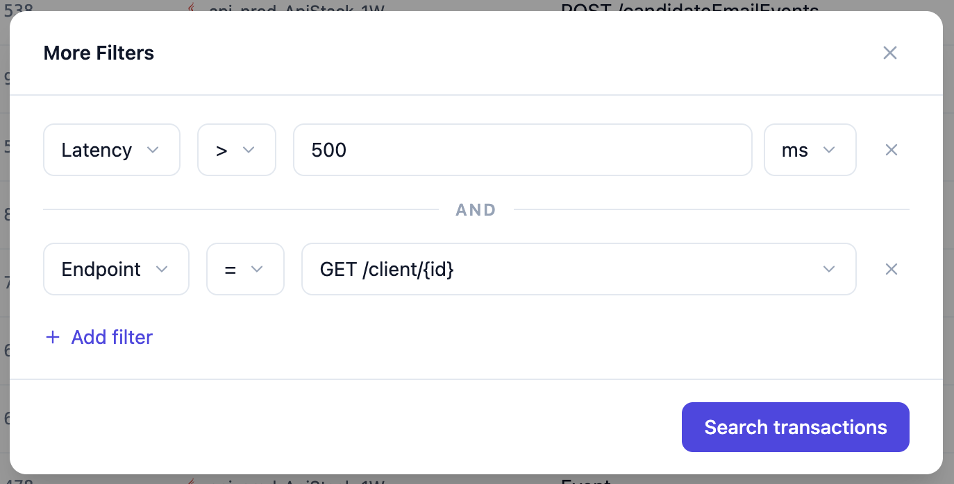More Filters modal